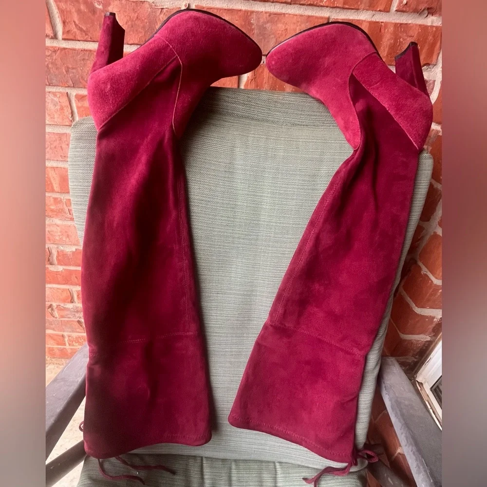 Stunning  Stuart Weitzman  suede Burgundy Over-the-Knee Boots Size 36 “Like New”